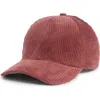 David & Young Corduroy Baseball Cap In Burgundy