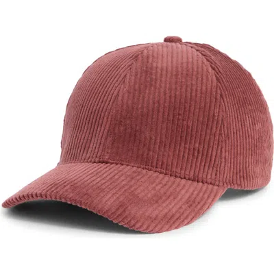 David & Young Corduroy Baseball Cap In Burgundy