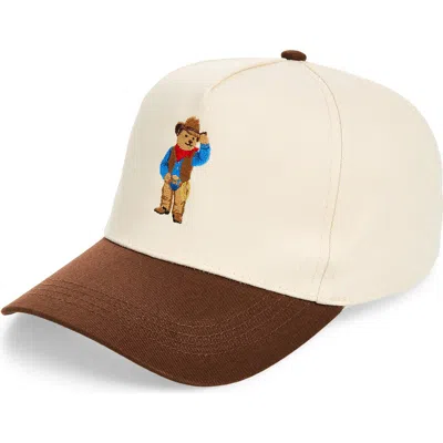 David & Young Cowboy Bear Embroidered Two-tone Baseball Cap In Brown