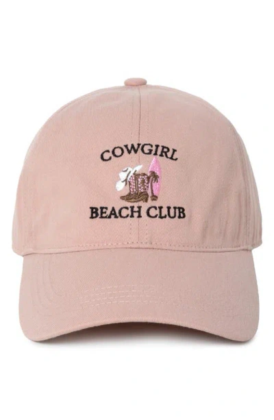 David & Young Cowgirl Beach Club Embroidered Cotton Baseball Cap In Pink