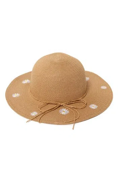 David & Young Daisy Straw Floppy Hat In Brown