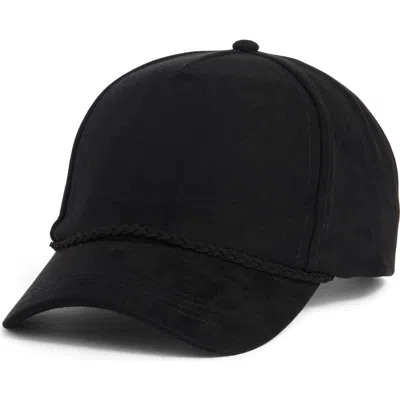 David & Young Faux Suede Baseball Cap In Black