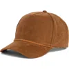 David & Young Faux Suede Baseball Cap In Brown
