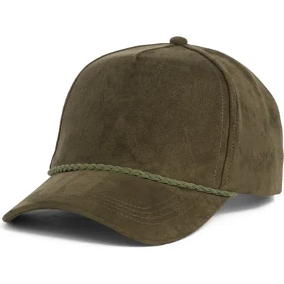 David & Young Faux Suede Baseball Cap In Green