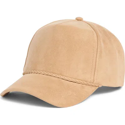 David & Young Faux Suede Baseball Cap In Sand