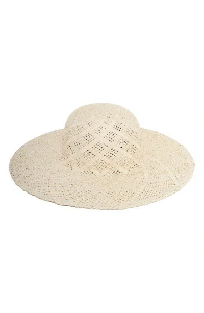 David & Young Floppy Brim Straw Sun Hat In White