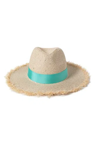 David & Young Fringe Ribbon Straw Hat In Neutral