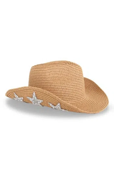 David & Young Glitter Stars Straw Cowboy Hat In Brown
