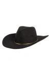 David & Young Gold Band Faux Suede Panama Hat In Black