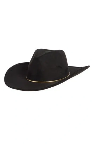 David & Young Gold Band Faux Suede Panama Hat In Black