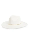 David & Young Gold Band Faux Suede Panama Hat In White