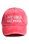 David & Young Hot Girls Eat Pasta Cotton Baseball Cap In Red