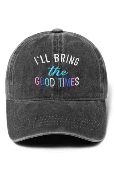 David & Young I'll Bring The Good Time Cotton Baseball Cap In Black