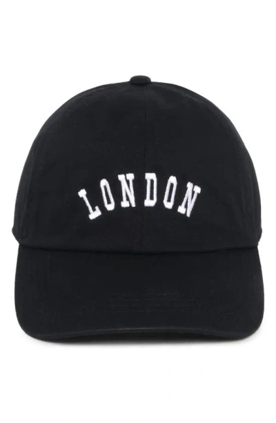David & Young London Embroidered Cotton Baseball Cap In Black