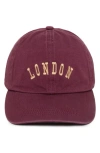 David & Young London Embroidered Cotton Baseball Cap In Burgundy