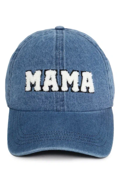 David & Young Mama High Pile Fleece Patch Baseball Cap In Blue