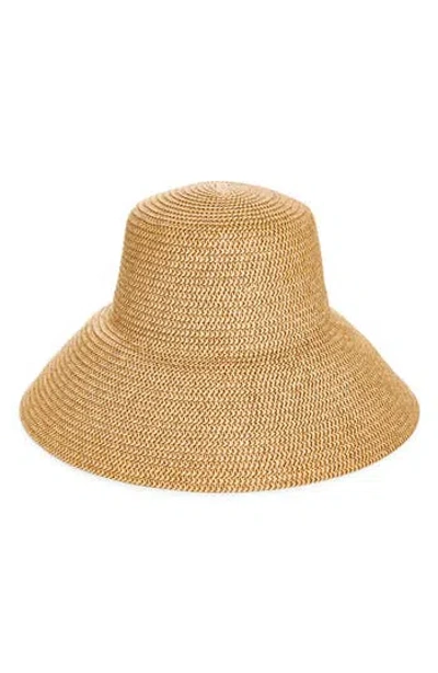 David & Young Marled Straw Floppy Hat In Brown