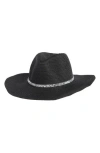 David & Young Metallic Band Straw Cowboy Hat In Black