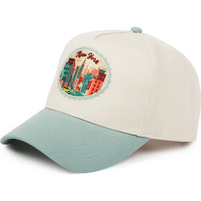 David & Young New York Embroidered Patch Cotton Baseball Cap In Blue