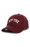 David & Young New York Felt Dad Adjustable Baseball Cap In Red