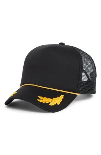 David & Young Oak Leaf Mesh Trucker Cap In Black