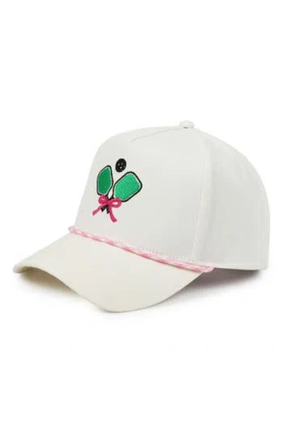 David & Young Pickleball Embroidered Cotton Baseball Cap In White