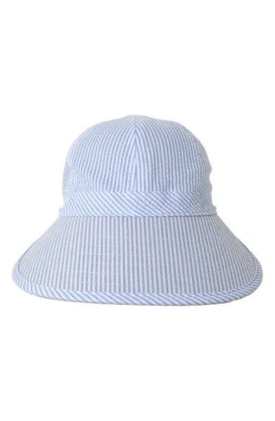 David & Young Ponyflo Stripe Sunblocker Hat In Blue