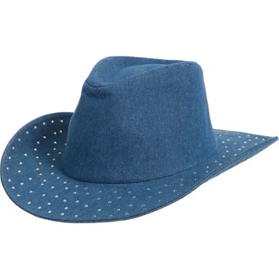 David & Young Rhinestone Embellished Cowboy Hat In Blue