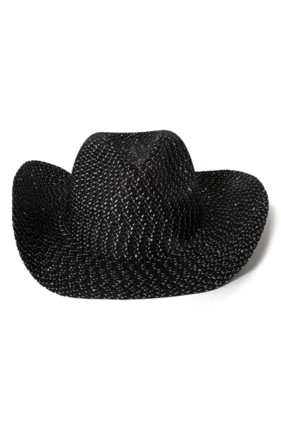 David & Young Sequin & Stone Straw Cowboy Hat In Black