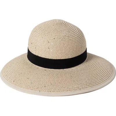 David & Young Sequin Ponytail Straw Hat In Neutral