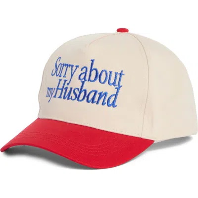 David & Young Sorry About My Husband Baseball Cap In Red/ Blue