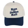 David & Young Unisex Run The Damn Ball Baseball Cap In Blue