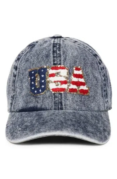 David & Young Usa Glitter Patch Baseball Cap In Blue