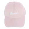 David & Young Women's Blessed Embroidered Denim Baseball Cap Hat In Pink