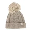 David & Young Women's Chevron Knit Winter Beanie With Matching Yarn Pom In Beige