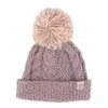 David & Young Women's Chevron Knit Winter Beanie With Matching Yarn Pom In Pink