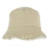 David & Young Women's Distressed Bucket Hat With Frayed Edges In Beige