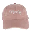 David & Young Women's Distressed Mom Life Embroidered Baseball Cap In Pink