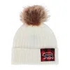 David & Young Women's Mama Bear Beanie Hat With Plaid Patch And Pom In White