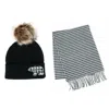 David & Young Women's Mama Bear Winter Beanie With Matching Houndstooth Scarf Set In Black