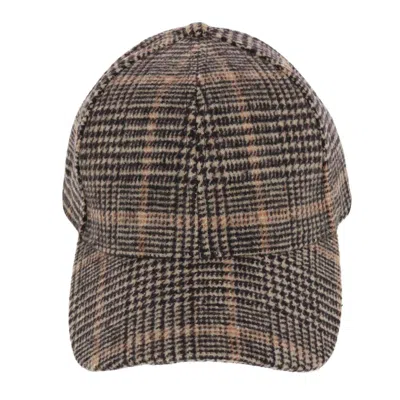 David & Young Women's Menswear Houndstooth Plaid Baseball Cap In Brown