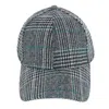 David & Young Women's Menswear Houndstooth Plaid Baseball Cap In Black