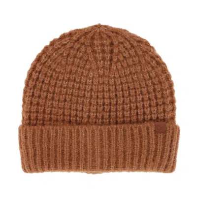David & Young Women's Waffle Knit Winter Beanie With Cuff In Brown