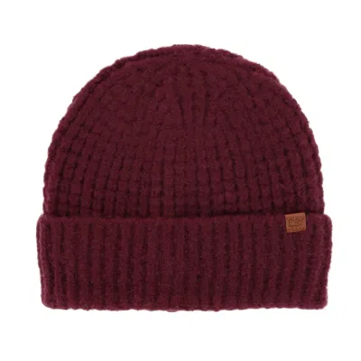 David & Young Women's Waffle Knit Winter Beanie With Cuff In Pink
