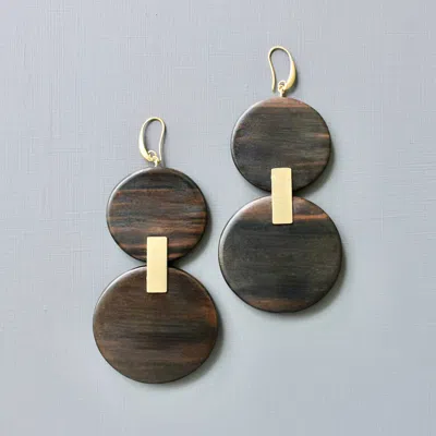 David Aubrey Jewelry Shoulder Duster Earrings In Ebony Wood In Multi