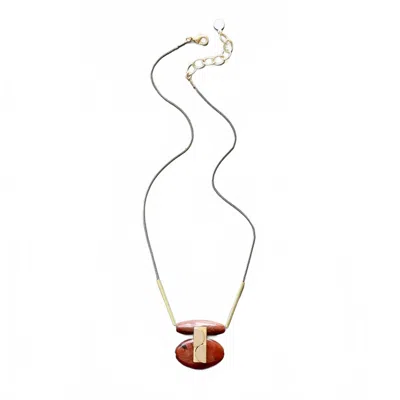 David Aubrey Jewelry Women's Art Deco Necklace In Mahogany In Red