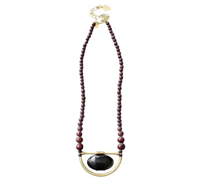 David Aubrey Jewelry Women's Glass Beaded Necklace In Brown/black/gold In Multi