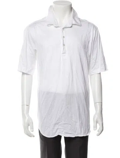 Pre-owned David August Collar Short Sleeve Polo Shirt In White