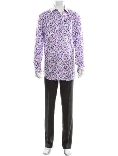 Pre-owned David August Floral Print Long Sleeve Shirt In Purple