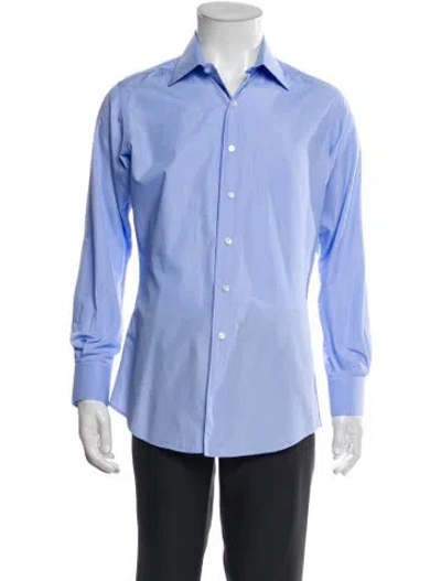 Pre-owned David August Long Sleeve Tuxedo Shirt In Blue